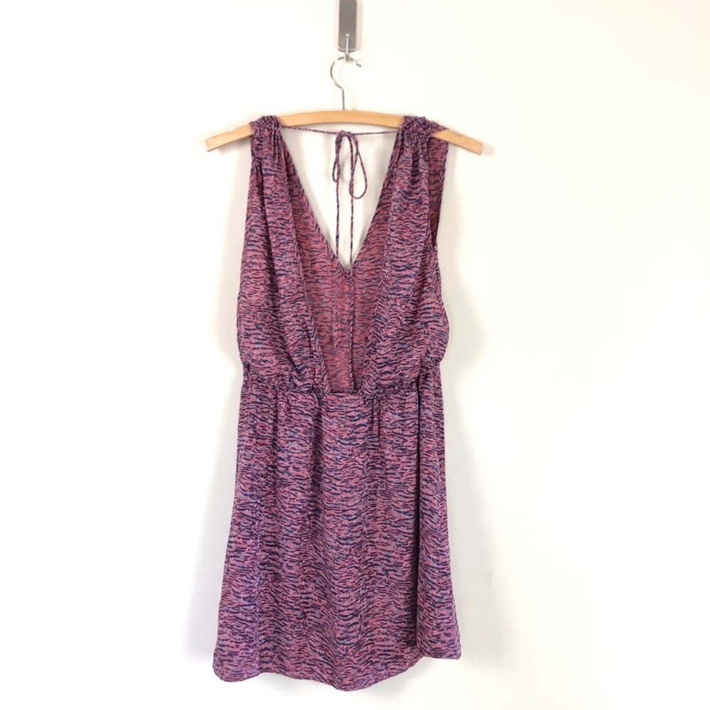 designer silk mini dress open side bust open back sheath dress abstract print - Picture 3 of 11